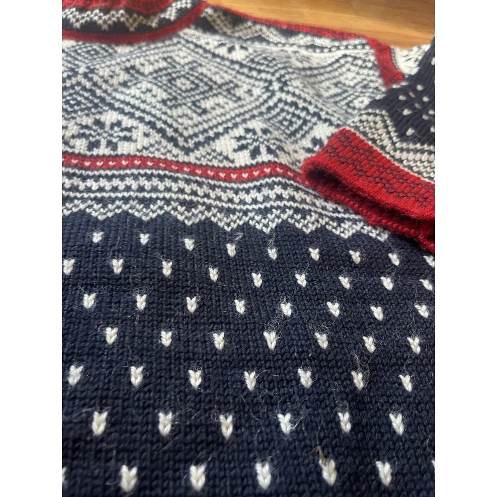Vintage Dale of Norway Sweater Womans One Size Wool Red White Pull Over Winter - Picture 2 of 11
